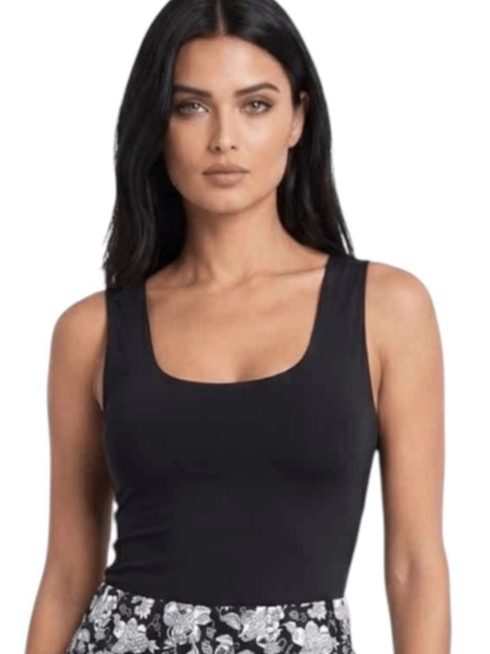 Black Scoop Neck Contour Crop Top NWOT